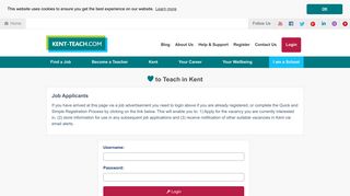 Login to Kent-Teach, Kent's recruitment site for teachers and school staff