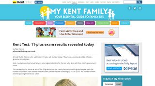 Kent Test: 11-plus exam results revealed today - My Kent Family