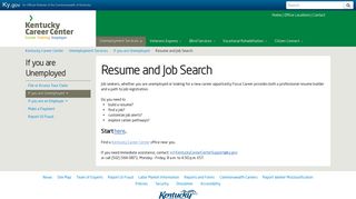Kentucky Career Center Resume and Job Search