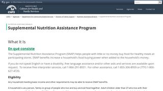 Supplemental Nutrition Assistance Program - Kentucky Cabinet for ...