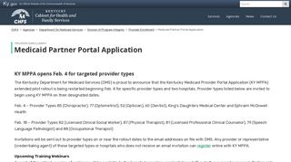 Medicaid Partner Portal Application - Kentucky Cabinet for Health and ...