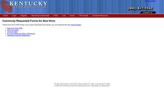 Frequently Requested Forms - Kentucky New Hire Reporting Center
