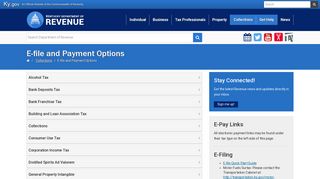 E-file and Payment Options - Kentucky Department of Revenue