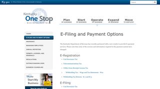 E-Filing and Payment Options - Kentucky One Stop Business Portal