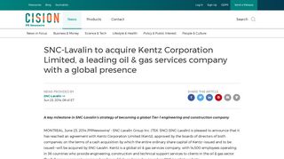 SNC-Lavalin to acquire Kentz Corporation Limited, a leading oil & gas ...