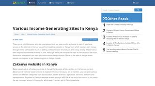 Various Income Generating Sites In Kenya - ZaKenya