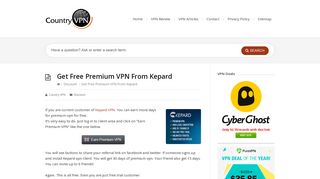 Get Free Premium VPN From Kepard : CountryVPN.com