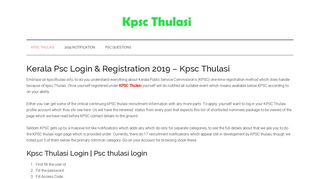 Kpsc Thulasi – Kpsc Thulasi Login