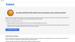 December 2018 Kerala PSC (Public Service Commission) Jobs and ...