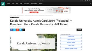Kerala University Admit Card 2019 [Released] – Download Here ...