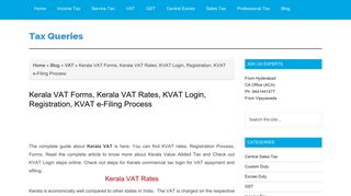 Kerala VAT Rates | KVAT Forms | KVAT Login for e-Filing, e-Payment
