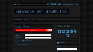 Login Page - Keranique Hair Growth Trial : powered by Doodlekit