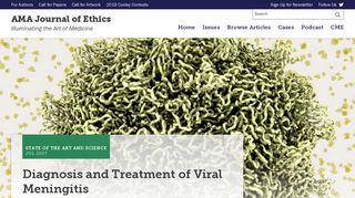 Diagnosis and Treatment of Viral Meningitis - AMA Journal of Ethics