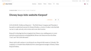 Disney buys kids website Kerpoof | Reuters