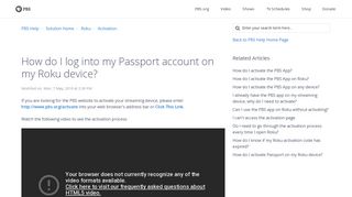 How do I log into my Passport account on my Roku device? : PBS Help