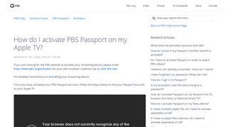 How do I activate PBS Passport on my Apple TV? : PBS Help