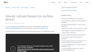 How do I activate Passport on my Roku device? : PBS Help