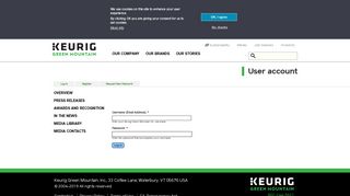 User account | Keurig Green Mountain Inc.