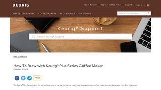 How To Brew with Keurig® Plus Series Coffee Maker - Keurig Support