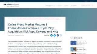 Online Video Market Consolidation Continues: KickApps, Kewego ...