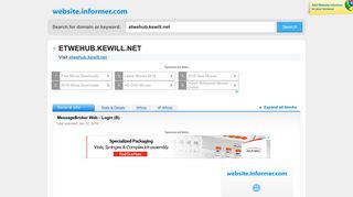etwehub.kewill.net at WI. MessageBroker Web - Login (B)