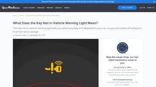 What Does the Key Not in Vehicle Warning Light Mean? - YourMechanic