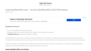 www.key2benefits.com – Access Key2Benefits Card Information