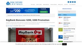 KeyBank Bonuses: $200, $300, $400, $500 Promotion