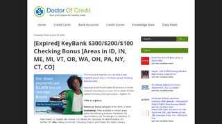 [Expired] KeyBank $300/$200/$100 Checking Bonus [Areas in ID, IN ...