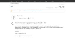 Keychain Login keeps popping up, what do … - Apple Community