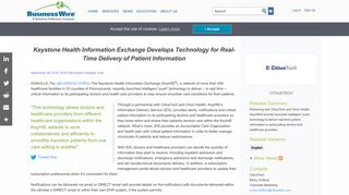 Keystone Health Information Exchange Develops Technology for Real ...