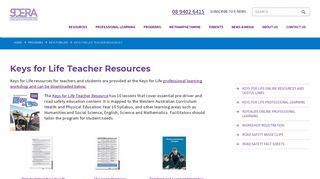 Keys for Life Teacher Resources - SDERA
