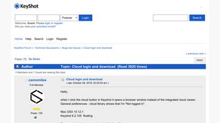 Cloud login and download - KeyShot