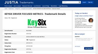 KEYSIX DRIVER FOCUSED METRICS Trademark of Smith System ...