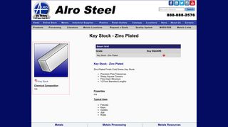 Key Stock - Zinc Plated | Alro Steel