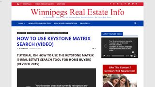 Keystone Matrix real estate search tool - Winnipeg House & Condo ...