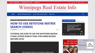 Keystone Matrix real estate search tool – Winnipeg House & Condo ...