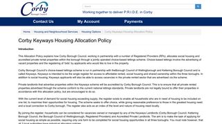 Corby Keyways Housing Allocation Policy | Corby Borough Council
