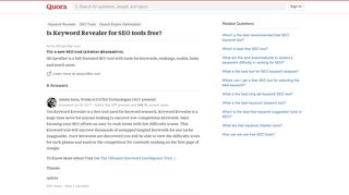 Is Keyword Revealer for SEO tools free? - Quora
