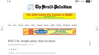 KFC's St. Joseph eatery shuts its doors | Local News | heraldpalladium ...