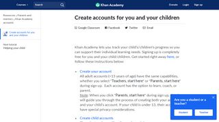 Create accounts for you and your children (article) | Khan Academy