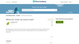 Where do i enter my course code? – Khan Academy Help Center