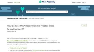 How do I use MAP Recommended Practice Class Setup (mappers ...