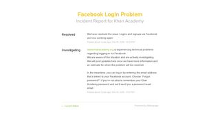Khan Academy Status - Facebook Login Problem