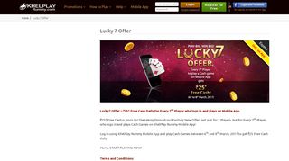 Lucky 7 Offer | Log in to Get Rs. 25* at KhelPlay Rummy