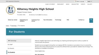 For Students - Killarney Heights High School