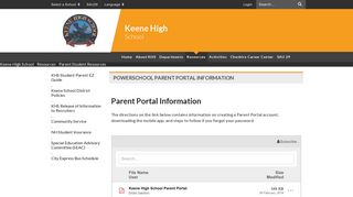 PowerSchool Parent Portal Information - Keene High School