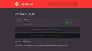 gsw-kia.ca passwords - BugMeNot