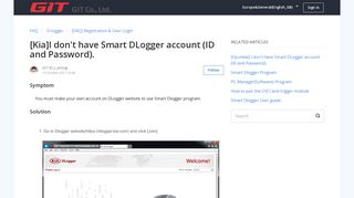 [Kia]I don't have Smart DLogger account (ID and Password). – FAQ