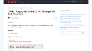 [KME] I forgot the GDS/KDS/PC Manager ID and Password – FAQ